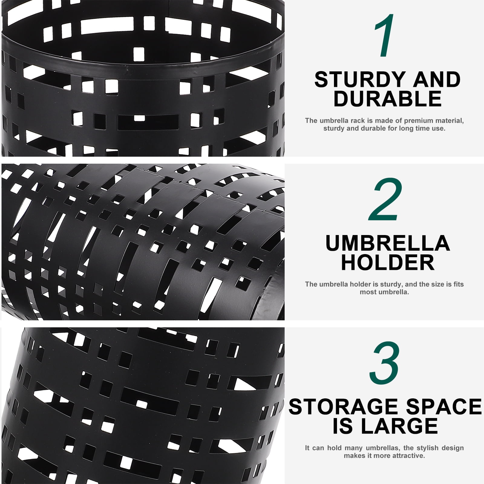 Umbrella Bucket Holder Container Base Storage Shelves Crate Office Black