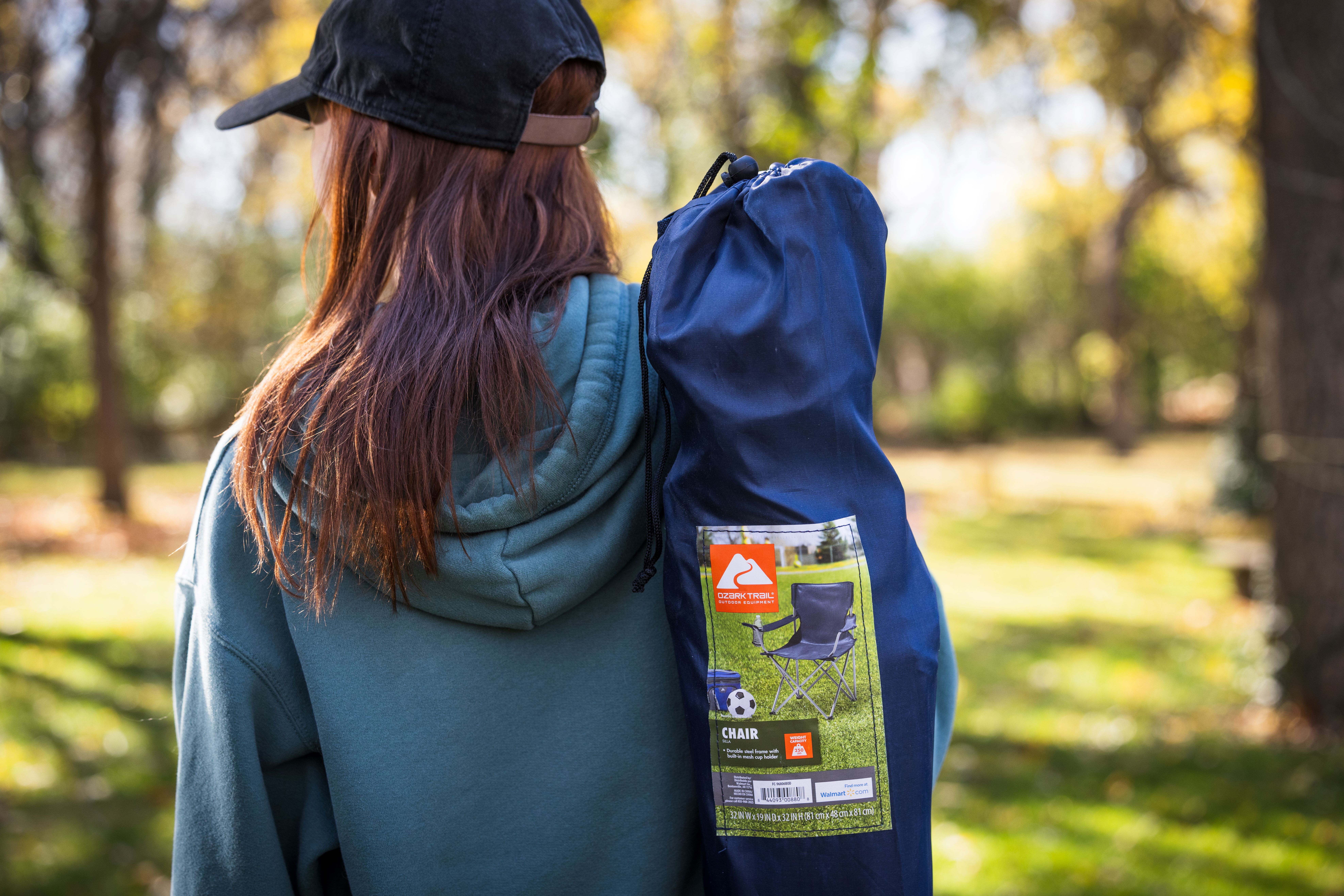 Silla de campamento plegable cuadrada con portavasos, azul oscuro 6