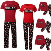 2 PCS Famille Assortiment De Pyjamas De Noël Ensembles À Manches Courtes Santa Squad T-Shirt Xmas Hat Pantalon Homewear