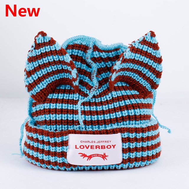 Gorro de punto de ganchillo con orejas largas para mujer, gorros bonitos de zorro para disfraz, regalo de Navidad, Hip-hop, invierno, 2022