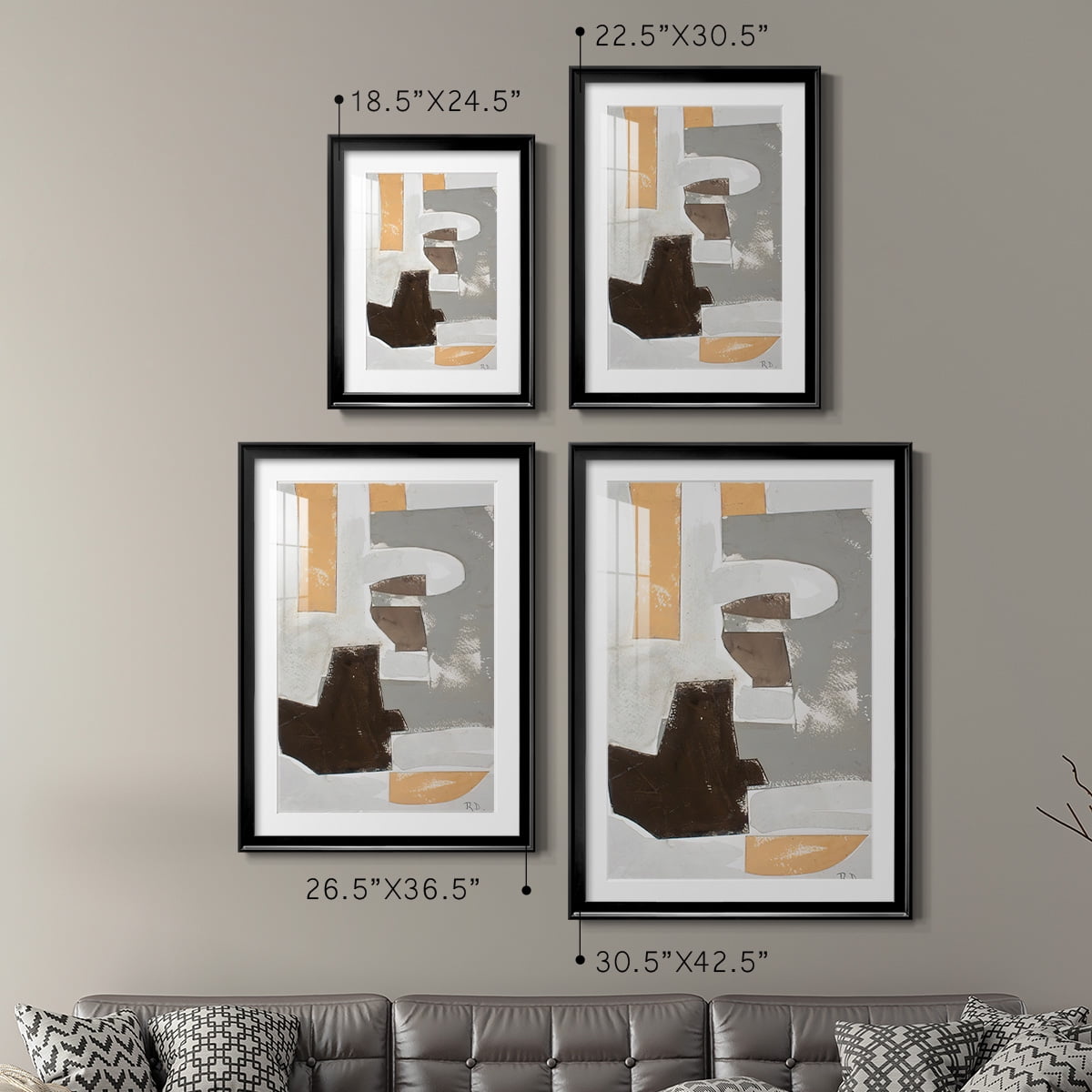 Wexford Home Andalusian Forms III Premium Framed Print, 30.5" x 42.5" - Ready to Hang, Black (Set of 2)