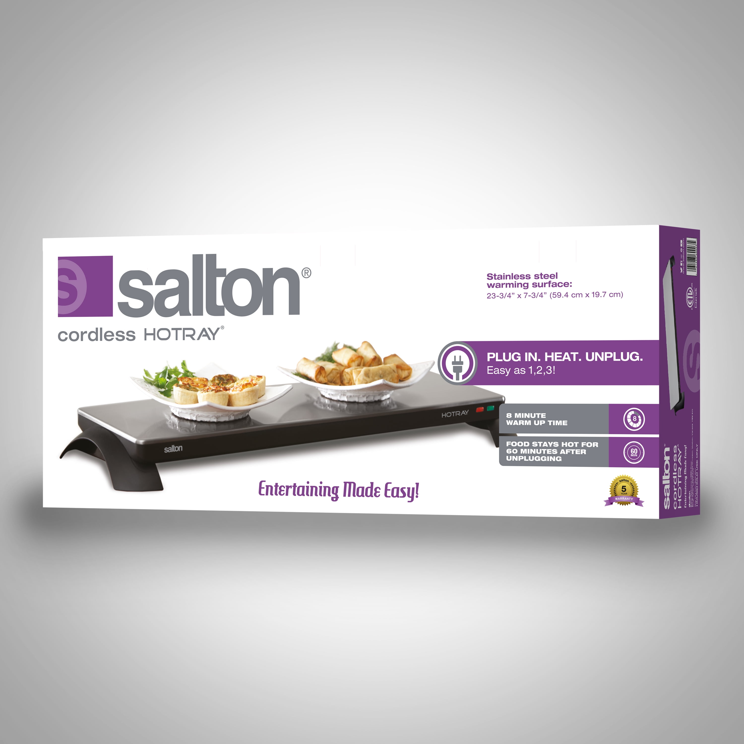 Cordless Warming Tray by Salton | Large Electric Hot Plate | Cooking,  Serving & Warming Tray | 23-3/4” x 11-3/4” Hot Plate