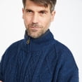 thumbnail image 3 of Mens Blue Irish Wool Sweater Made By Aran Woollen Mills, Size Large, 3 of 6
