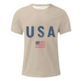 thumbnail image 4 of Wyobmus Mens Usa Shirt American Flag Short Sleeve T-Shirt Crew Neck Loose 4Th Of July Patriotic Tees Blouses C-Khaki, 4 of 5