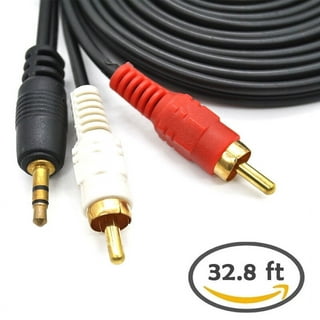 10m 3.5mm Stereo Jack to Twin 2 x RCA Phono Red White Cable Audio Aux Sound  Lead