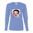 thumbnail image 2 of Wild Bobby Betty Boop Heart Blowing Kiss Dog Betty Boop Womens Long Sleeve T-Shirt, Light Blue, Large, 2 of 5