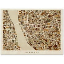Trademark Fine Art "Liverpool England Street Map 3" Canvas Art by Michael Tompsett