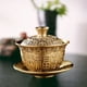 thumbnail image 5 of Taza y platillo de té Kung Fu, regalo de Año Nuevo, juego de té chino decorativo Gaiwan de latón personajes fu, 5 of 7