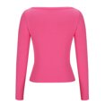 thumbnail image 4 of MeetoTime Women's Sexy Long Sleeve Square Neck Tops Slim Ribbed Stretchy Basic T-Shirts 2024, 4 of 5
