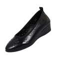 thumbnail image 2 of HTHLVMD Cut-Out Comfort Footwear, Perforated Wedge Shoes, Women's Ballet Flats Business Office Work Dress Shoes Low Wedge Round Toe Slip-Ons Comfortable Dressy Casual Flats for Women, Black 9, 2 of 7