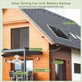 thumbnail image 4 of Solar Rechargeable Ceiling Fan with Light, 25W Solar Panel Powered Small Hanging Fan with 32Wh/10000mAh Battery Backup for Gazebo, Chicken coop, Greenhouse with Remote Control, Adjustable Light, 4 of 7