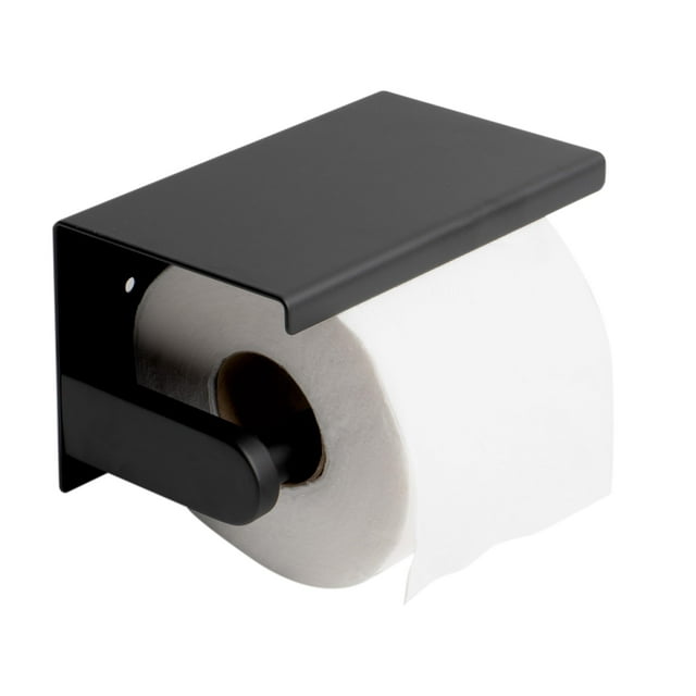 ALFI brand ABTPC66-BLA Porte-Papier Hygiénique en Acier Inoxydable Noir Mat avec Tablette