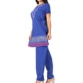 thumbnail image 3 of Sakkas Maria Women's Casual Tunic Kurta Knit Plain Embroidered Kurti Pant Set Soft - Royal Blue - XLP, 3 of 5