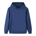 thumbnail image 3 of Domzest Boys Girls Fleece Hoodies Long Sleeve Plain Pullover Sweatshirts Teen Kids Casual Hooded Sweatershirt Dailywear Navy 140 Age:9-10Y, 3 of 5