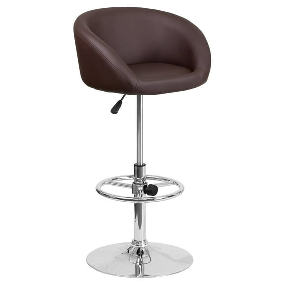 Flash Furniture Contemporary Rounded Back Vinyl Adjustable Barstool with Chrome Base