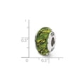 thumbnail image 2 of 925 Sterling Silver Polished Oxidized Reflections Green Yellow Swirl Hand blown Glass Bead Charm 12.73x7.27mm Wide Penda, 2 of 2