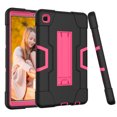 thumbnail image 3 of ELEHOLD Rugged Hybrid Case for Samsung Galaxy Tab A7 Lite 8.7 (2021), Tri-Layers Hard PC Soft Silicone Hidden Kickstand Anti-Scratch Shockproof Heavy Duty Case for Kids Men Women,Black+Rose, 3 of 6