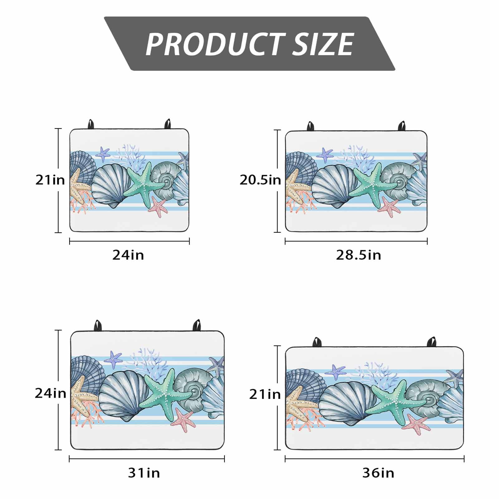 Blue Coastal Stove Top Cover for Electric Stove, Heat-proof & Non Slip Glass Top Stove Cover Protector, Beach Nautical Starfish Shell Coral Kitchen Flat Cooktop Rubber Mat 24x21 Inches