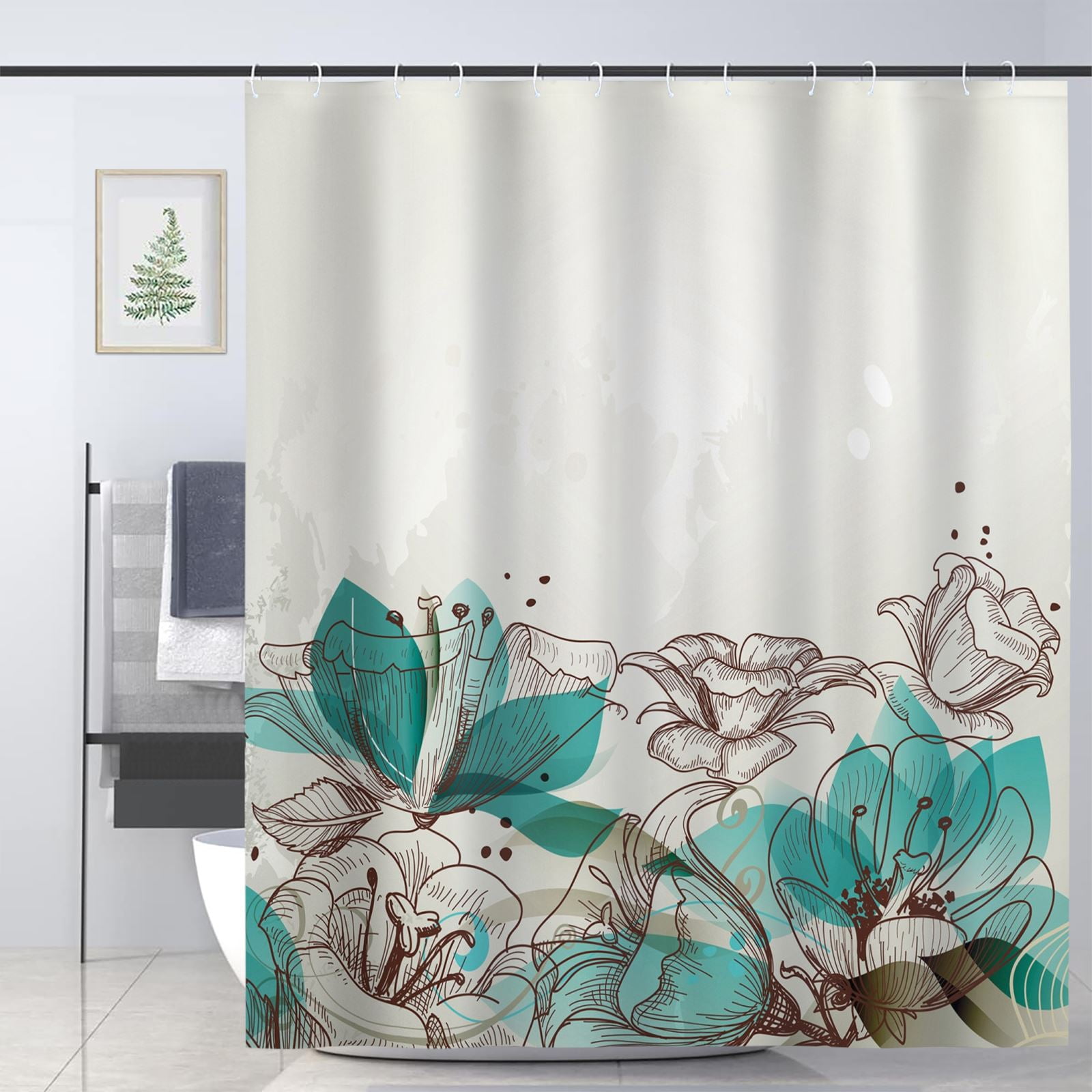 JOOCAR Turquoise Shower Curtain for Bathroom Decoration Fabric Shower ...