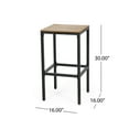 thumbnail image 3 of Ezra Barstool,Teak+ Black Acacia Wood Garden Outdoor Patio Patio Seating, 3 of 10