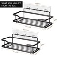 thumbnail image 2 of Chirano Iron Shower Caddy Bathroom Shelf with Hooks, Shower Basket Organizer, No Drilling Traceless Adhesive Storage Rack Rustproof Wall Mounted for Bathroom, Toilet, Kitchen - 2 Pack, Black, 2 of 8