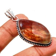 Red Geode Agate Gemstone Handmade Ethnic Unique Gift Pendant Jewelry 2.2" SA 576