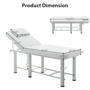 LZBEITEM White Wide Stationary Massage Table with Backrest for Treatment Table Physical Therapy Table Spa Facial Bed, Metal Frame 27.5 Wide 73 Long Heavy Duty Professional Stationary Massage Bed