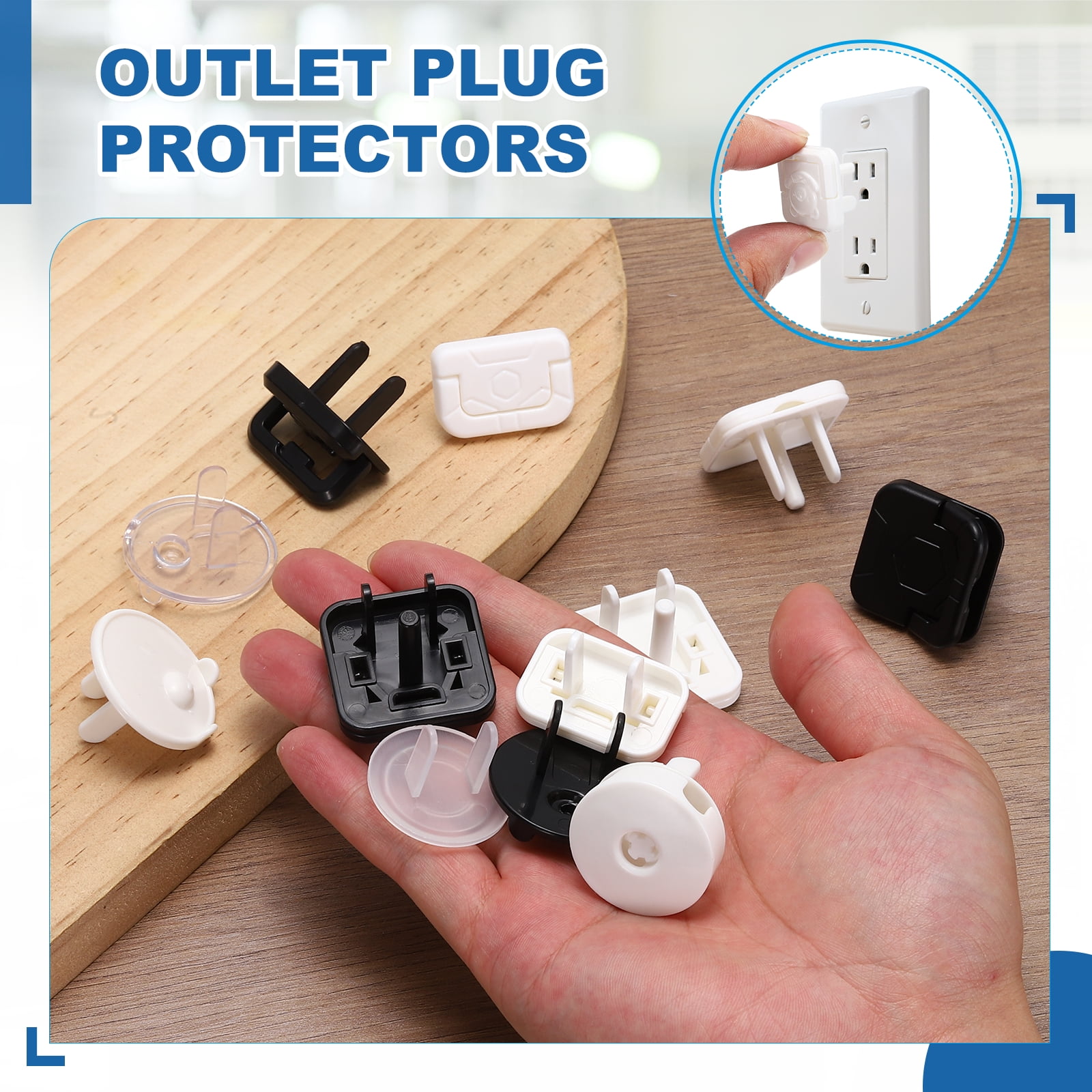 Uxcell 50 Pack Outlet Covers Proofing, Electrical Safety Plug Covers Outlets Socket Proof Caps Easy Install Plug Power Sockets Protectors for 3-Prong Wall Plate, Square Cute White