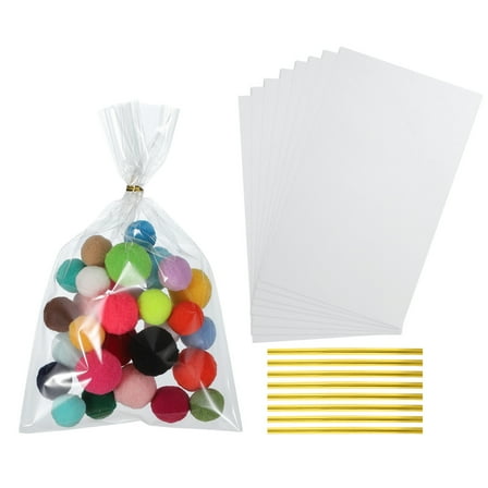 Uxcell Treat Bags, Clear Gift Bags with Twist Ties Plastic Gift for Candy Party Favor Cookies Packaging Bakery 10 in
