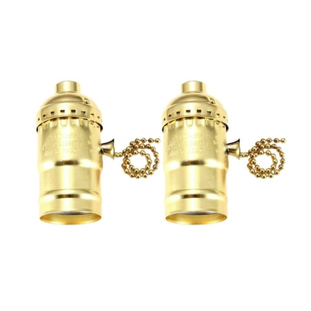 

2pcs Retro E26 Lamp Bases Vintage Lamp Holder Accessories Light Holder Aluminum Light Base for Home (Golden)