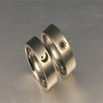 thumbnail image 6 of Handmade Titanium Steel Couple Rings for Men and Women, Sun and Moon Pattern, Affordable Luxury Style, Matching Promise Rings, 6 of 7