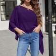 thumbnail image 4 of cocolona One the Shoulder Summer Tops for Women Crew Neck Flowing Batwing Sleeve Shirts Trendy Casual Sun Protection Blouses, 4 of 6