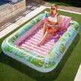 thumbnail image 6 of Inflatable Tanning Pool Lounger Float, 85" x 57" Extra Large Pool Floats Adult with Pillow, 4 in 1 Suntan Tub Raft Floatie,Sunbathing Bed Lounge for Water Blow Up Ball Pit, XL-Blushing Pink, 6 of 10