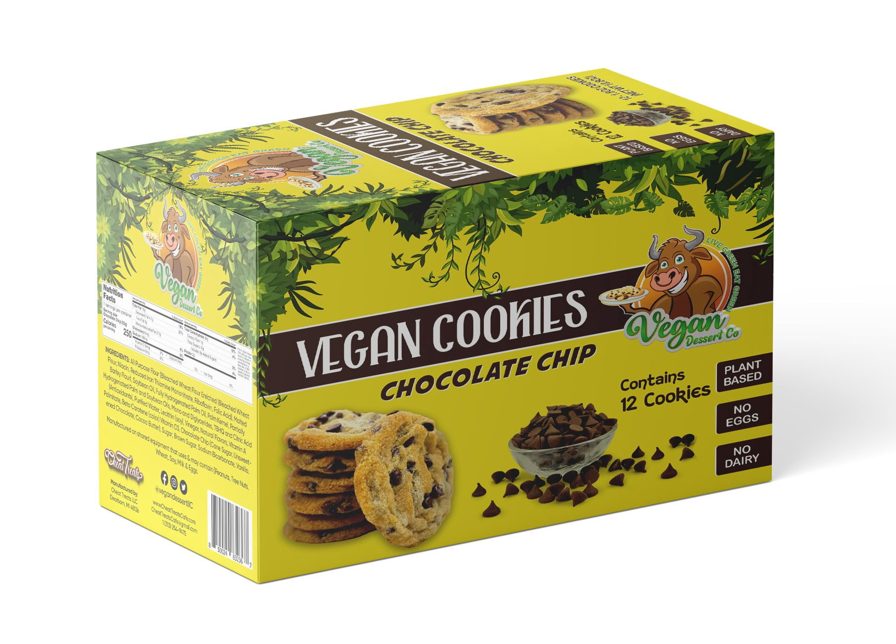 Vegan Dessert Co, Vegan Cookies, Chocolate Chip, Vegan & Dairy Free