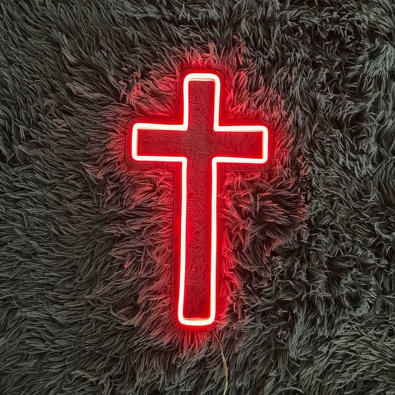 Handmadetneonsign Cross Neon Sign, Cross Jesus Wall Art Decor, Cross Home Room Wall Decor