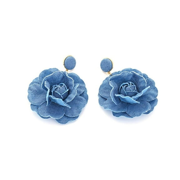 Necvior Eye Catching Denims Earrings Rose Flower Dangle Earrings Floral Parties Jewelry