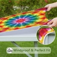 thumbnail image 6 of Colorful Rainbow Tie Dye Spiral Pattern Square Fitted Tablecloth with Elastic Edge,Square Table Cover,Washable Elastic Table Cover for Home Kitchen Party Decor 36"x36", 6 of 6