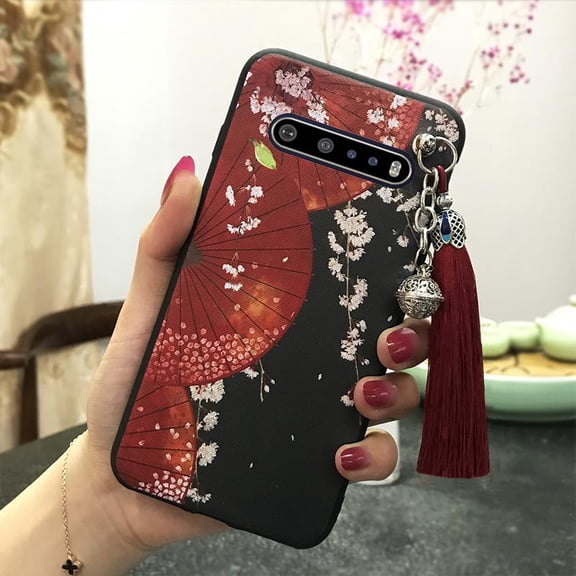 LYM-Phone Case For LG V60 ThinQ 5G, Shockproof Tassel Durable Anti-dust Waterproof Protective TPU Back Cover Soft case Bell Dirt-resistant Silicone Chinese Style Anti-knock