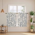thumbnail image 2 of Navy Blue Leaves Kitchen Curtain for Berdoom Living Room Cafe 45 Inch Length, Vintage Summer Botanical Farmhouse Rustic Tiers Curtains Light Filtering Drapes Window Treatment 2 Panels 52"Wx45"L, 2 of 8