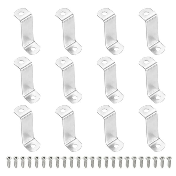 Uxcell 1 1/4" Offset Canvas Clips, 12 Pcs Metal Picture Framing Mirror Clips Z Shape Mounting Tools with Mounting Holes for Photo Painting, Include 24 Screws, Silver Tone