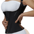 thumbnail image 4 of Double Steel-Boned Front-Zip Waist Trainer for Women - Tummy Control Corset Top with Latex Lining & Back Hook, 4 of 8