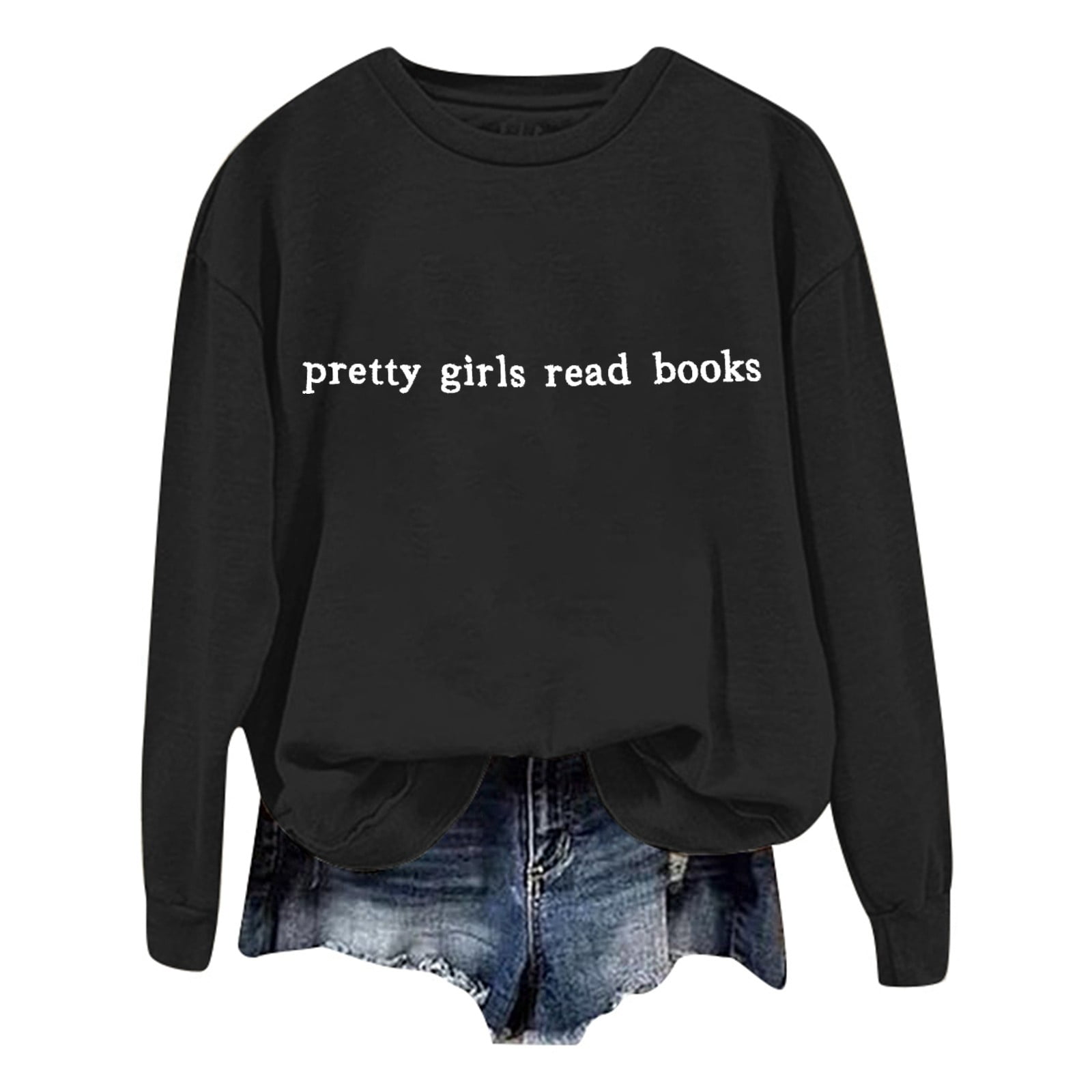 Women's Fall/Winter Fashion Casual Letters Print Loose Long Sleeve Crew Neck Hoodie No Hoodie Sweatshirt Front Zip Jacket Women Active Hoodie Women Baseball Hoodies Women Pretty Sweater Women
