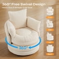thumbnail image 4 of Pinmoco 360° Swivel Accent Chair Barrel Chair, Oversized Chair with 3 Pillows, Upholstered Sofa Chair for Living Room, Bedroom, Reading, Reading,Teddy Velvet Off-White, 4 of 13