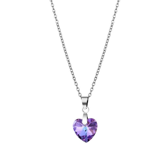 CILENON Heart Of The Sea Necklace Heart Shaped Crystal Collarbone Necklace Decorated With A Heart Sweater Chain Jewelry For Women (Purple,One Size)