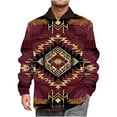 thumbnail image 6 of Olyvenn Sherpa Jacket Men Lapel Aztec Ethnic Winter Coats Heavyweight Ethnic Print Fleece Sherpa Lined Warm Jacket Coat Wine 6, 6 of 8