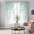 thumbnail image 4 of Eucalyptus Leaves Kitchen Curtains Window Panels, Turquoise Summer Botanical Weeping Insulated Window Treatment Curtain, Grommet Curtains for Bedroom/Living Room/Bathroom, 2 Piece 42"Wx84"L, 4 of 8