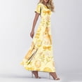 thumbnail image 2 of LWavelet Women's V-Neck Ruffle Sleeve Bunny & Easter Egg Bow Print Maxi Dress for Easter & Casual Outfits Earthy Yellow S, 2 of 4