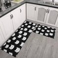 thumbnail image 2 of White Cat Head Black Pattern Anti Fatigue Kitchen Rugs Set Of 2, Non Slip Washable Decorative Floor Mats for Kitchen Sink Laundry, 17"x30" and 17"x47", 2 of 6