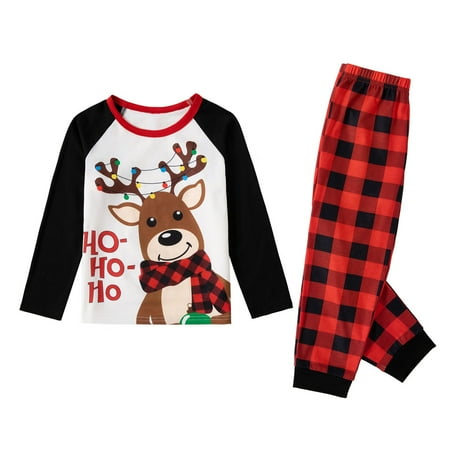 

Family Christmas Pajamas Holiday Home Xmas Christmas Deer Printing With Family Sleepwear Set For Kids