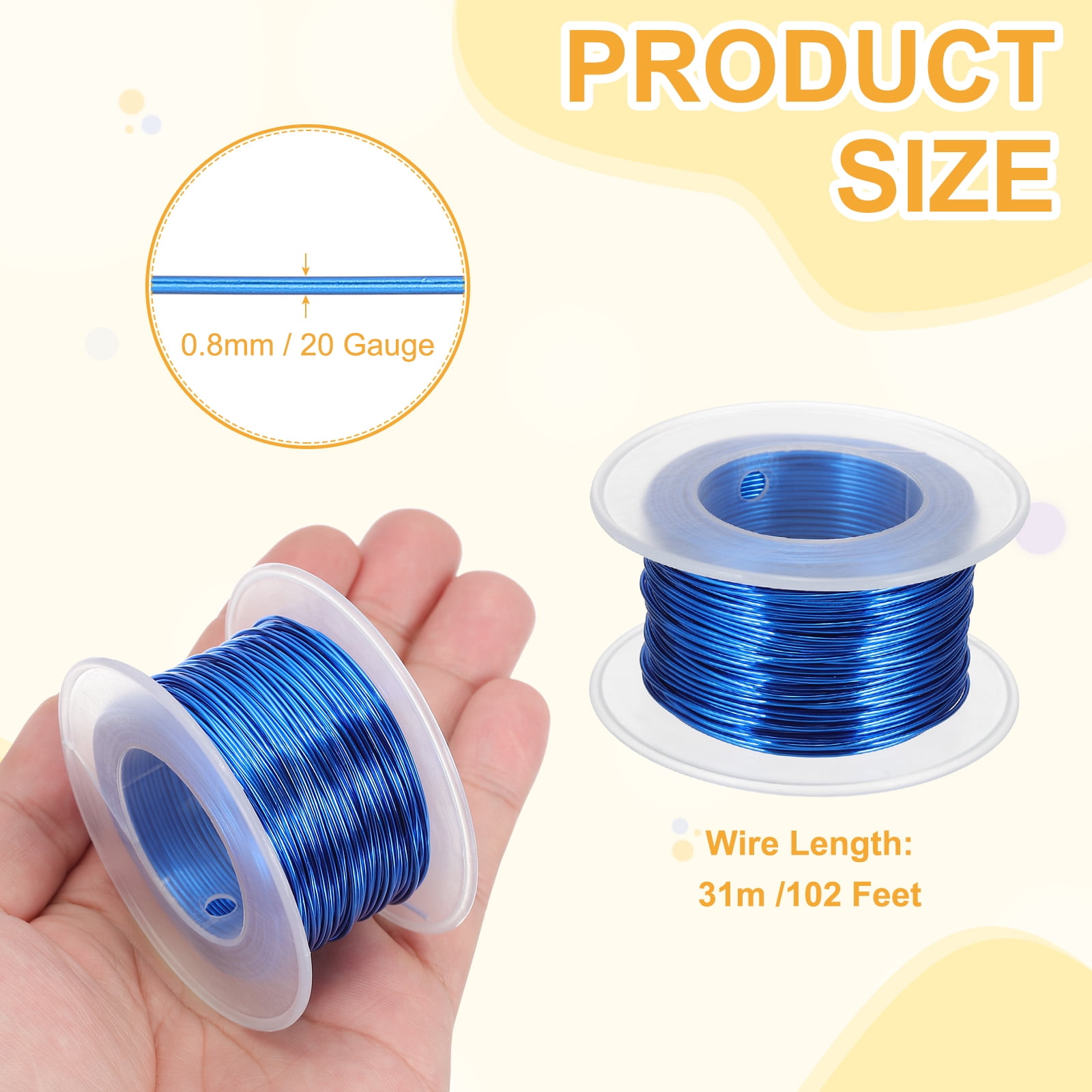 Uxcell Anodized Aluminum Wire for Jewelry Craft Making, Bendable Flexible Wire Dark Blue 20 Gauge